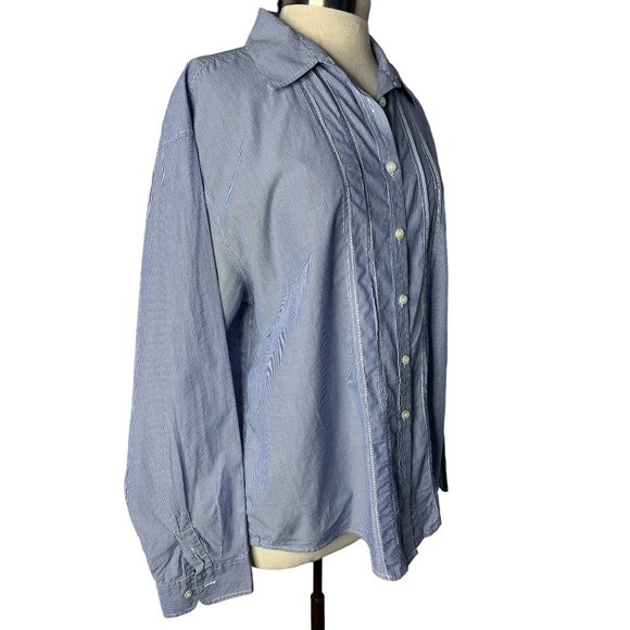 American Eagle outfitters blouse XL Blue white stripes long sleeve button up - Picture 6 of 14